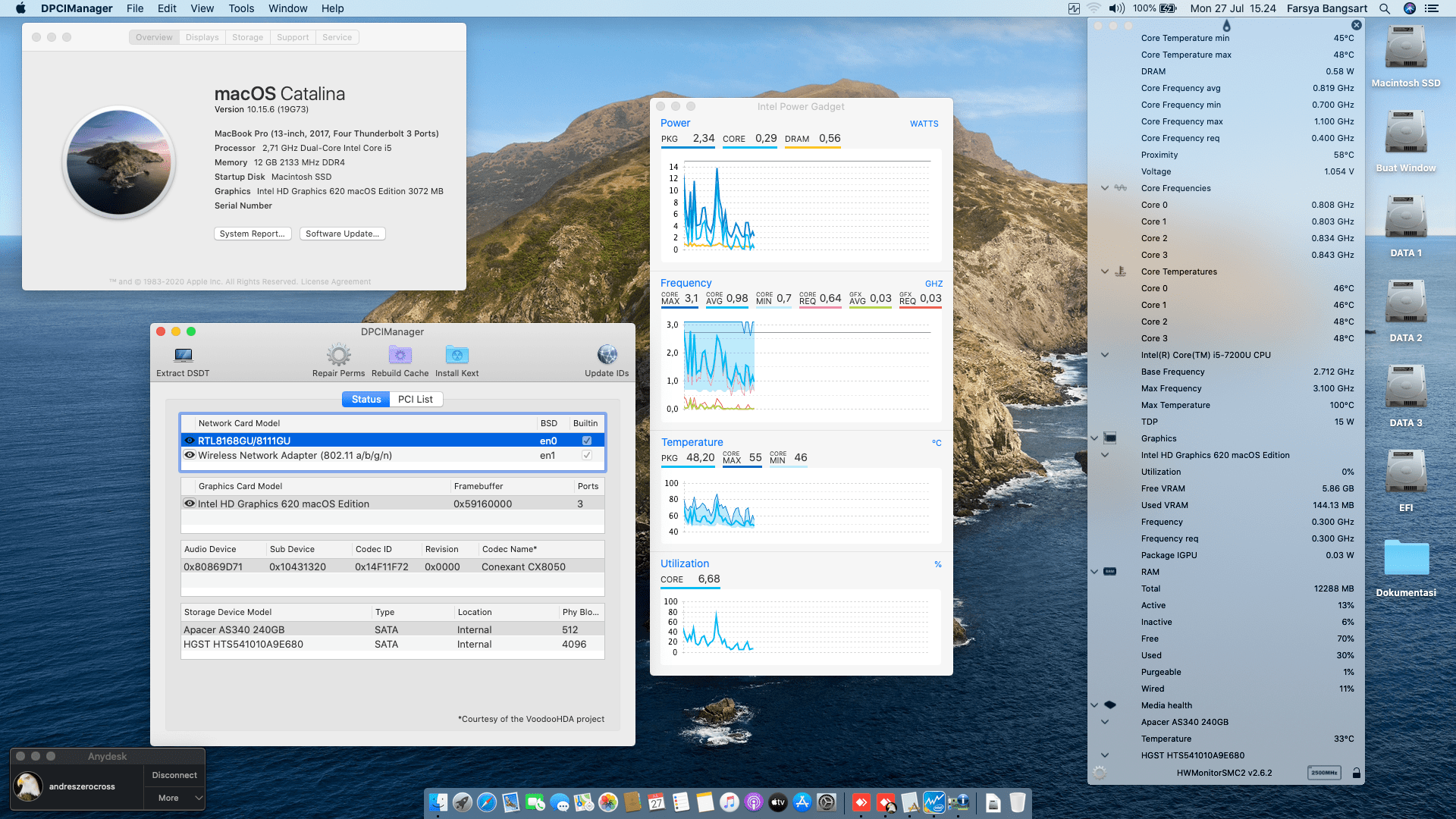 Success Hackintosh macOS Catalina 10.15.6 Build 19G73 at Asus A456UQ-FA074